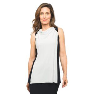 Sympli Womens 14 Matrix Cowl Sleeveless Pink Black Tunic